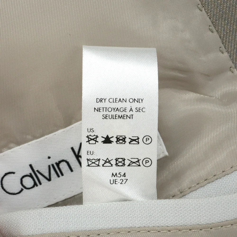 Calvin Klein Sport Coat Mens Large 44R Beige Linen Cotton Lined Blazer Jacket